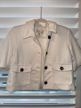 Rachel Zoe Ivory Tweed Short Blazer